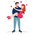 Guy Holds Girl in His Arms Art Vector Illustration Royalty Free Stock Photo