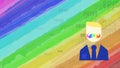 Guy homosexual on rainbow LGBT background