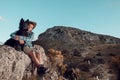 Guy hugging his dog affectionately Royalty Free Stock Photo