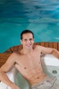 Guy inside a jacuzzi Royalty Free Stock Photo