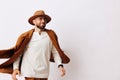 Man portrait caucasian adult hat stylish background fashionable man guy young model person style Royalty Free Stock Photo