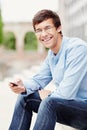 Guy with mobile phone Royalty Free Stock Photo