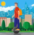 Guy on monocycle wheel. Royalty Free Stock Photo