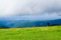 Guy near the Transalpina serpentines road DN67C. This is one of the most beautiful alpine routes in Romania