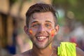 Guy participate in Full Moon party in island Koh Phangan, Thailand Royalty Free Stock Photo