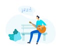 Guy Playing Acoustic Guitar Vector Illustration Royalty Free Stock Photo