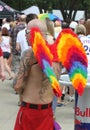 Guy with Rainbow Angel Wings at Indy Pride