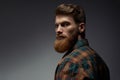 Guy with a red beard in a plaid shirt Royalty Free Stock Photo