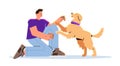 guy relaxing with cute dog best friends domestic animal purpose concept horizontal