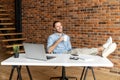 A guy resting on the workplace Royalty Free Stock Photo