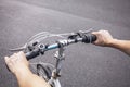 A guy riding and commuting on his bicycle with motion Royalty Free Stock Photo