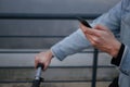 A guy on a scooter with a phone Royalty Free Stock Photo