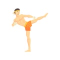 Guy In Shorts Karate Martial Arts Fighter, Fighting Sports Professional In Traditional Fighting Sportive Clothing
