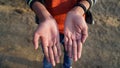 An guy showing the hands with open hand. Man expressing the feeling open empty hand Royalty Free Stock Photo