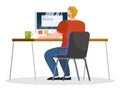 Man Work on Computer, Notes and Tasks on Stickers