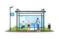 Guy smoking at a no smoking bus stop semi flat RGB color vector illustration Royalty Free Stock Photo