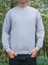 Guy sweatshirt mockup gray sweatshirt Royalty Free Stock Photo