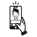 Guy takes a selfie icon, simple style