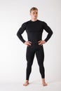 The guy in thermal underwear on a white background. Sportswear. Royalty Free Stock Photo