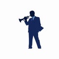 Elegant Blue Silhouette Of A Trumpet Player Icon Royalty Free Stock Photo