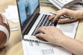 Guy using laptop in office