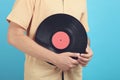 Guy with a vinyl record Royalty Free Stock Photo