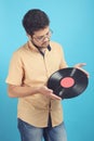 Guy with a vinyl record