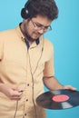 Guy with a vinyl record