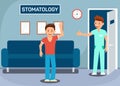 Guy Visiting Dentist Flat Vector Illustration