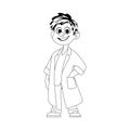 A guy who is funny and adorable, and works as a medical professional wearing a uniform. Childrens coloring page.