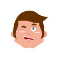 Guy winking Emoji. boy happy emotion isolated. young man face