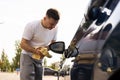 guy wipes his car Royalty Free Stock Photo
