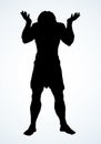 Atlas keeps the earth on their shoulders. Vector drawing silhouette Royalty Free Stock Photo