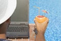 Guy working on laptop and enjoying his summer vacation Royalty Free Stock Photo
