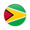 Guyana circle button icon. Guyanese round badge flag. 3D realistic isolated vector illustration Royalty Free Stock Photo