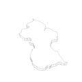 Guyana - 3D black thin outline silhouette map of country area. Simple flat vector illustration Royalty Free Stock Photo