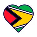 Guyana Flag Festive Patriot Heart Outline Icon Royalty Free Stock Photo