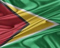 Guyana flag with a glossy silk texture. Royalty Free Stock Photo