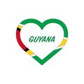 Guyana flag in heart. I love my country. sign. Stock vector illustration isolated on white background. Royalty Free Stock Photo