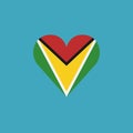Guyana flag icon in a heart shape in flat design Royalty Free Stock Photo