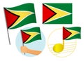 Guyana flag icon set Royalty Free Stock Photo