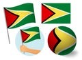 Guyana flag icon set Royalty Free Stock Photo