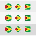 Guyana flag icons set, vector flag of Guyana Royalty Free Stock Photo