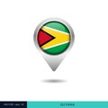 Guyana flag map pin vector design template. Royalty Free Stock Photo