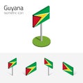 Guyana flag, vector set of 3D isometric icons Royalty Free Stock Photo