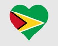 Guyana Heart Flag. Guyanese Love Shape Country Nation National Flag. Co-operative Republic of Guyana Banner Icon Sign Symbol EPS Royalty Free Stock Photo