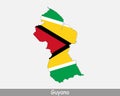 Guyana Map Flag. Map of the Co-operative Republic of Guyana with the Guyanese national flag isolated on white background. Vector I Royalty Free Stock Photo