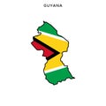 Map and Flag of Guyana Vector Design Template with Editable Stroke. Royalty Free Stock Photo