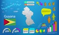 Guyana map info graphics - charts, symbols, elements and icons collection. Detailed guyana map with High quality business Royalty Free Stock Photo