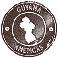 Guyana map vintage stamp. Royalty Free Stock Photo